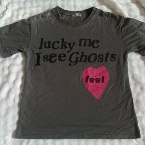 Gray Kids Shirt with Pink Heart Design